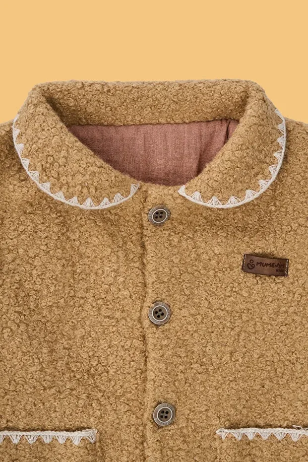Детское пальто для девочек из плюша Mumenim, Tan Color — фото 4