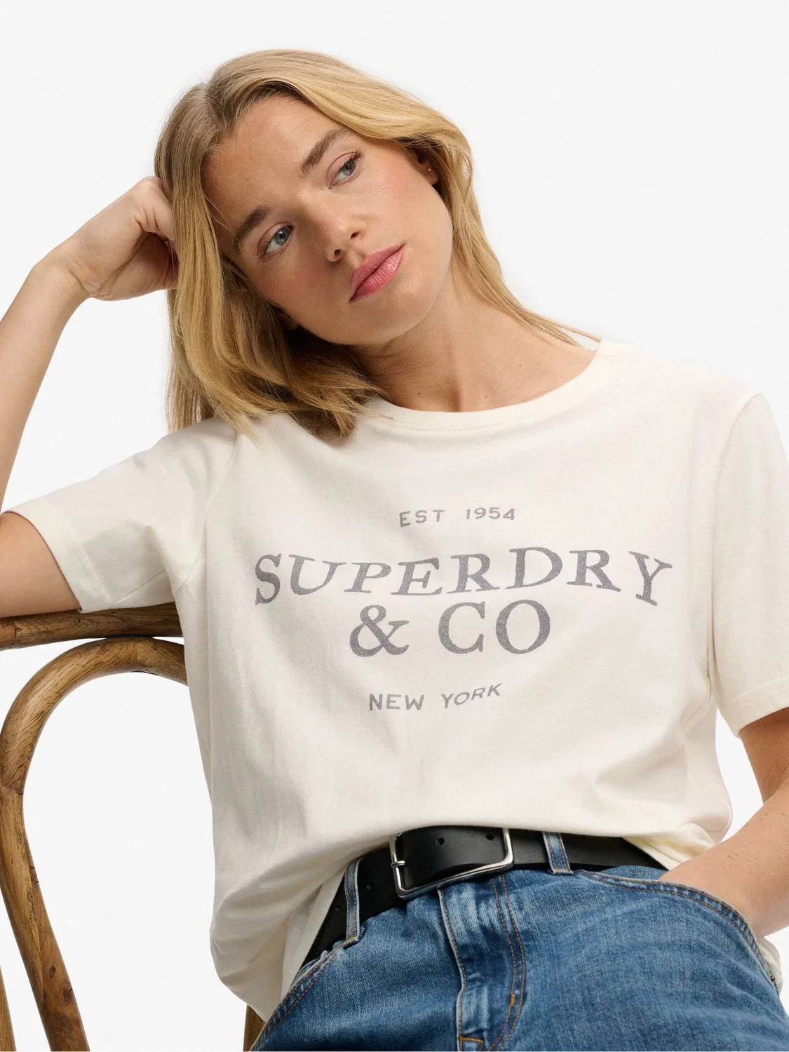 Футболка Slim Fit с принтом, Luxe Casual Superdry, кремовый