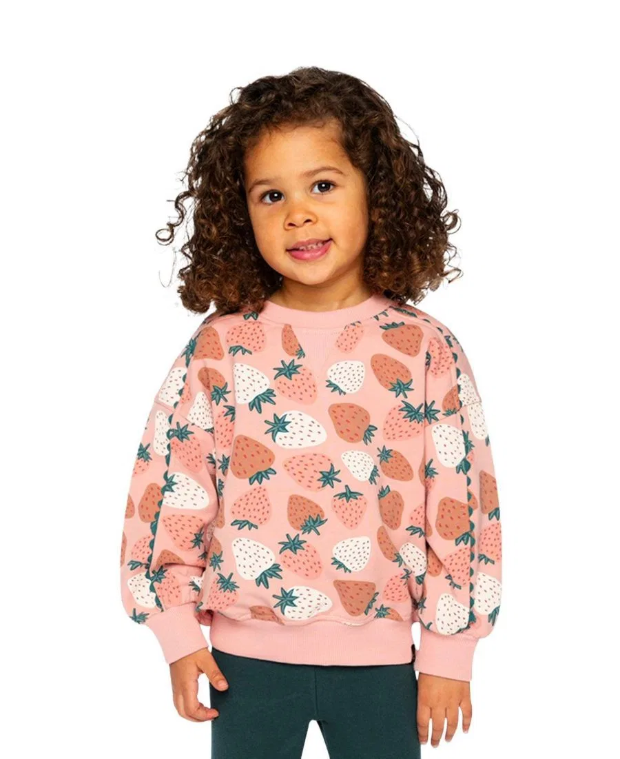 Свитшот с принтом клубники Frosted Strawberry Deux par Deux, Pink Strawberry Print — фото 3