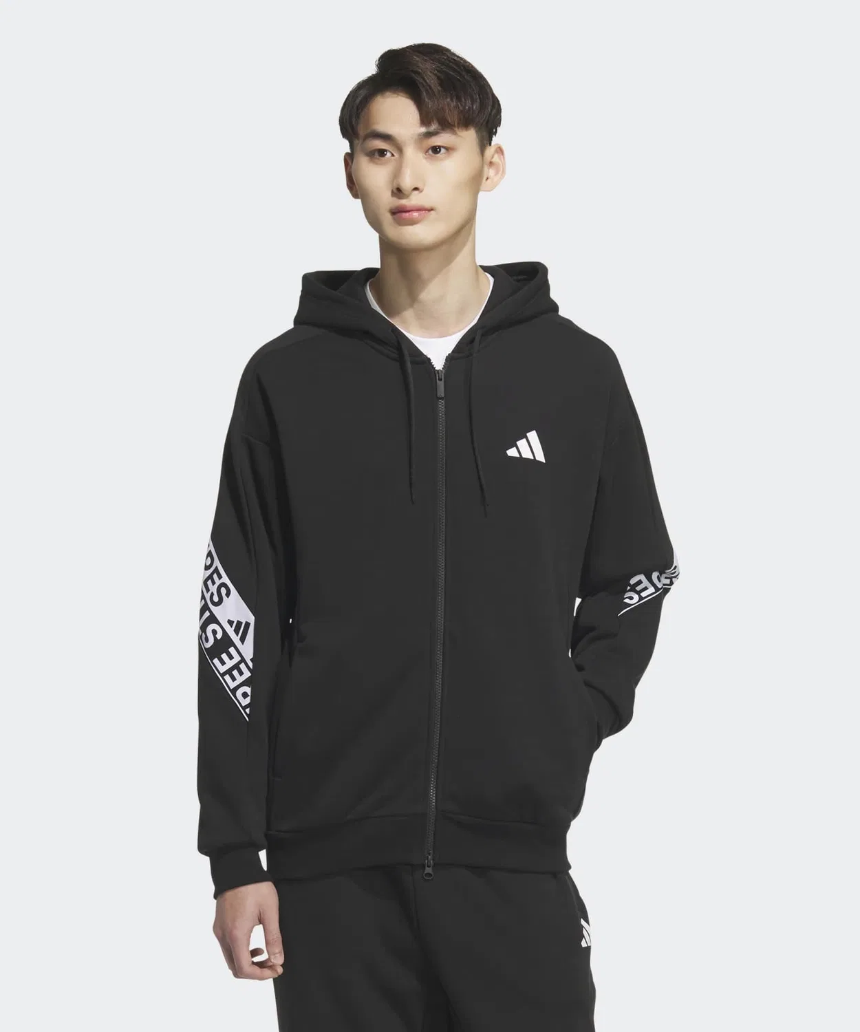 Мужская куртка свободного кроя с принтом, модель Wording Pack, Adidas, Black