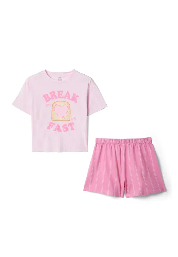 Пижамный комплект с принтом, хлопок, Set, Ovs, light pink, светло-розовый