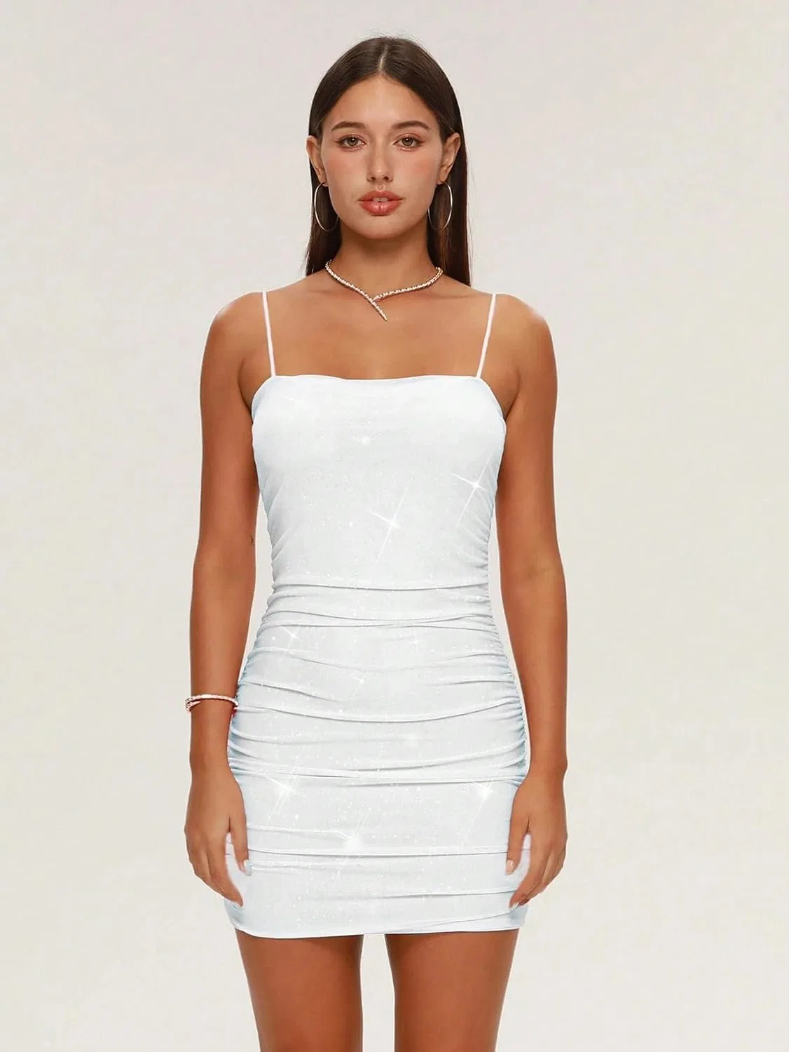Женское мини-платье без рукавов с открытой спиной Bodycon, White — фото 3