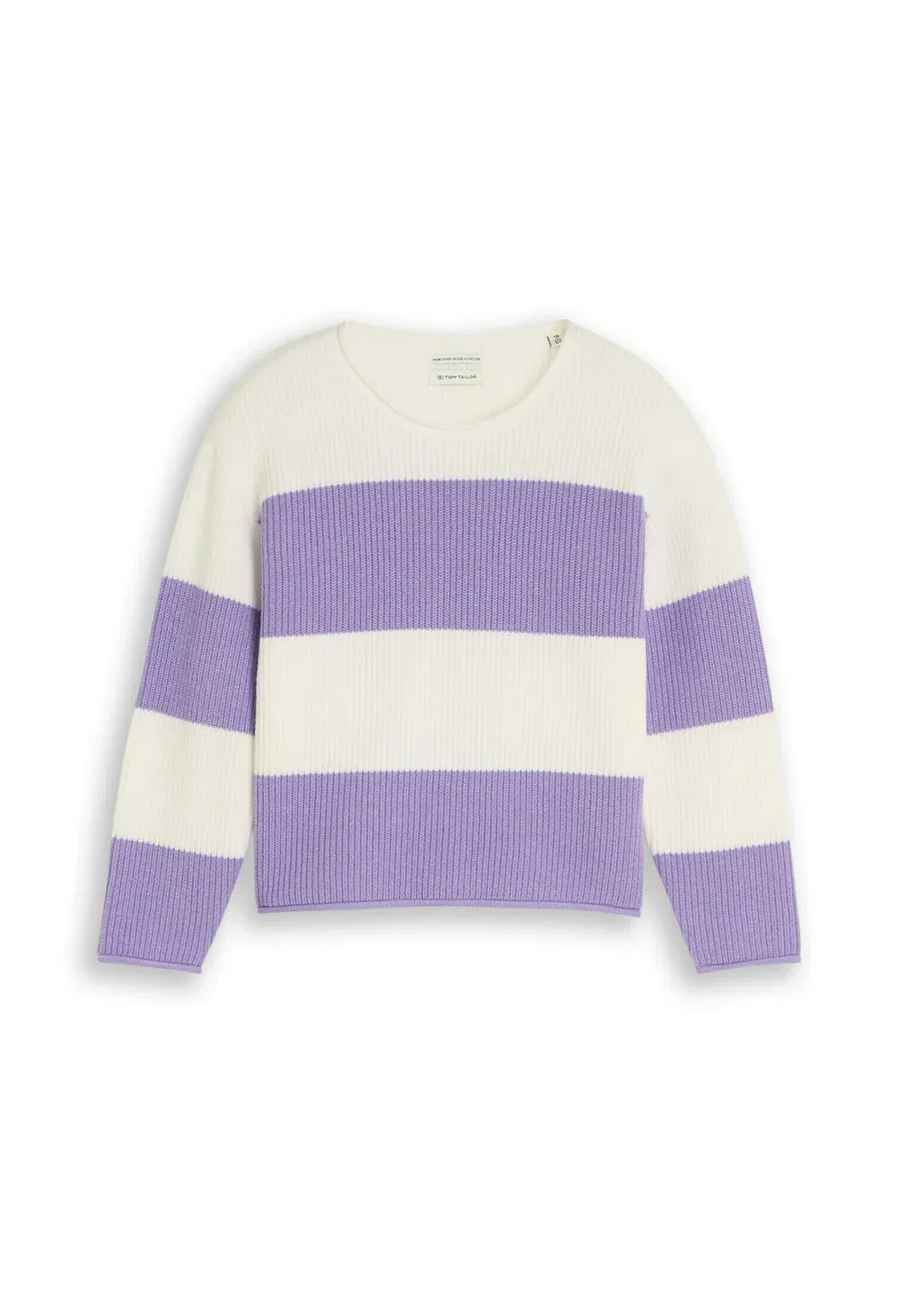 Укороченный пуловер и стрикджекен стрикпуловер с джемпером Tom Tailor, Purple White Block Stripe