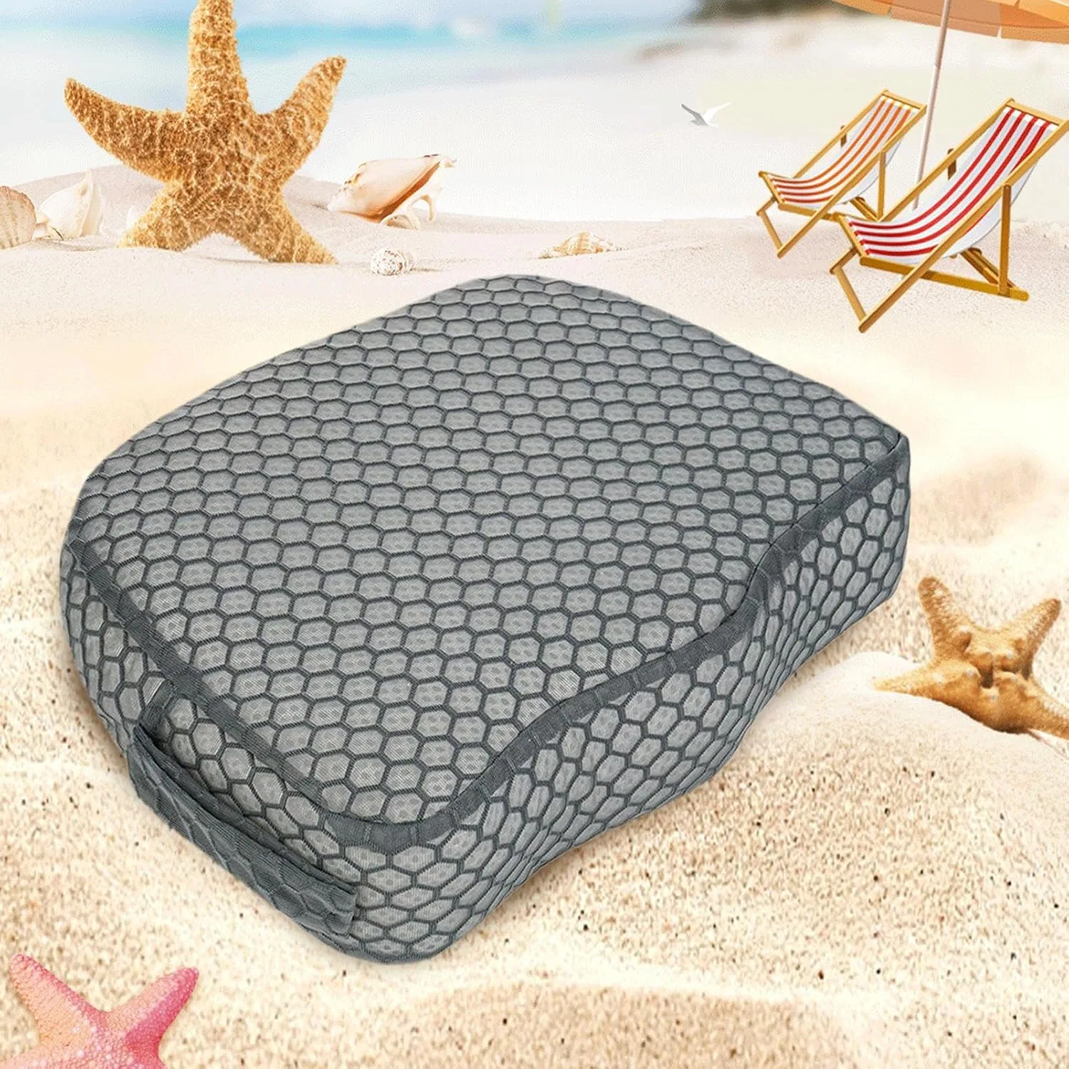 Сиденье для ванны с подушкой, 3D Air Mesh, Generisch, 1 шт, 40x30.5x12.7 см, Grau — фото 3