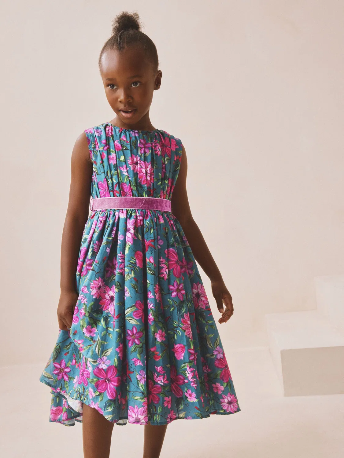 Платье для девочек с цветочным принтом, модель Prom Dress Next, Teal Blue