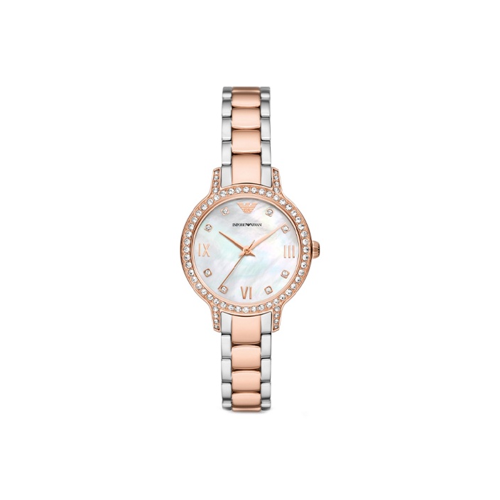 

EMPORIO ARMANI Часы Three Hand Two Tone Stainless Steel Watch, White Dial