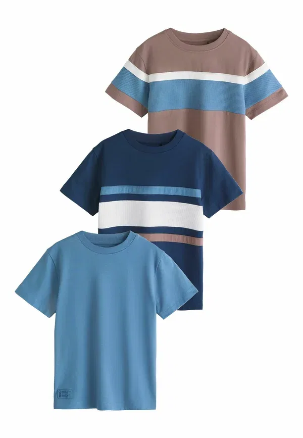 Футболки 3 шт, хлопок, Regular Fit Short Sleeve Colourblock T-shirts 3 Pack, Next, Mink Blue Navy, темно-синий