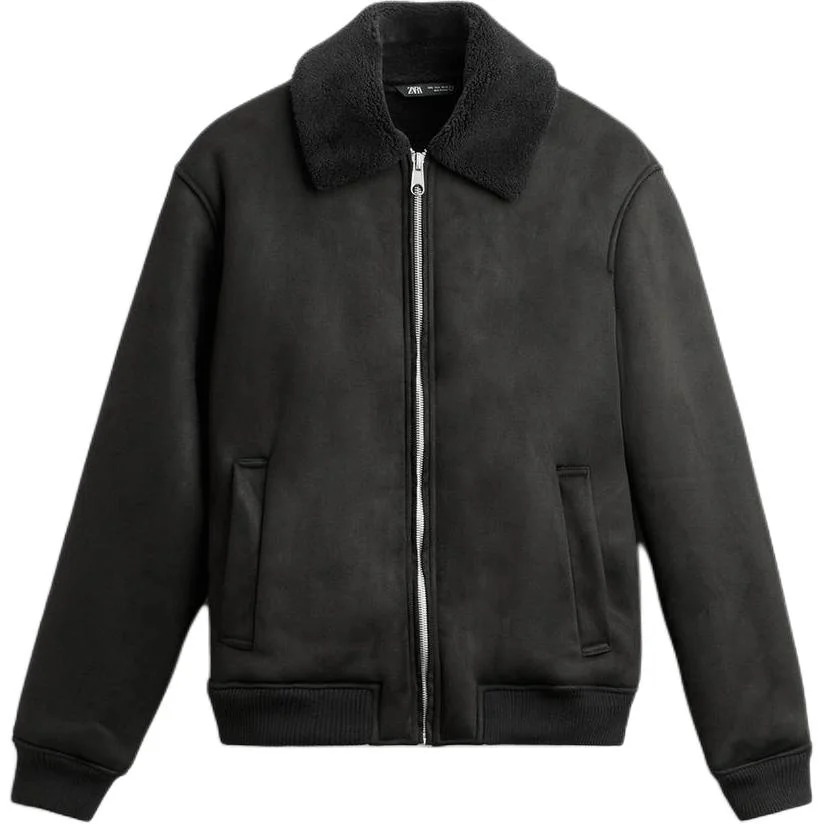 

Куртка Zara Faux Suede Contrast, черный