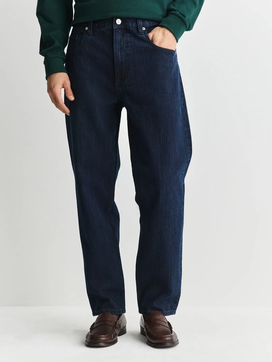 Джинсы Relaxed Tapered Fit, Dark Blue Textured Next