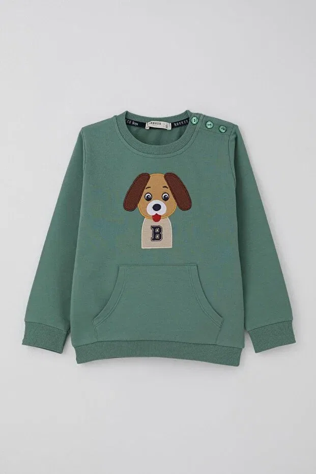 Детский спортивный комплект для мальчиков с принтом Sportswear Breeze, Oil Green — фото 2
