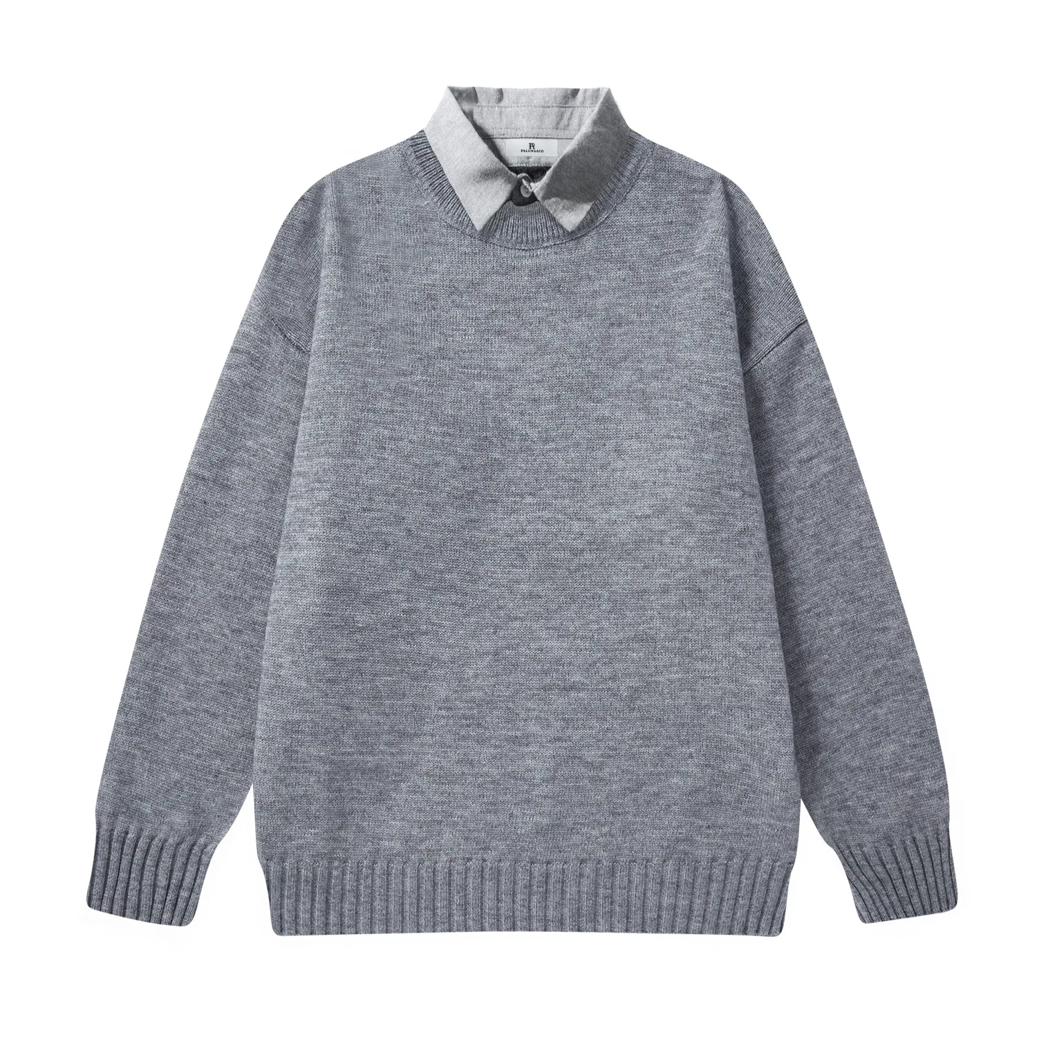 Детский свитер с воротником-стойкой Moderate Mock Two Piece, PAL ONGACO, Gray Collar