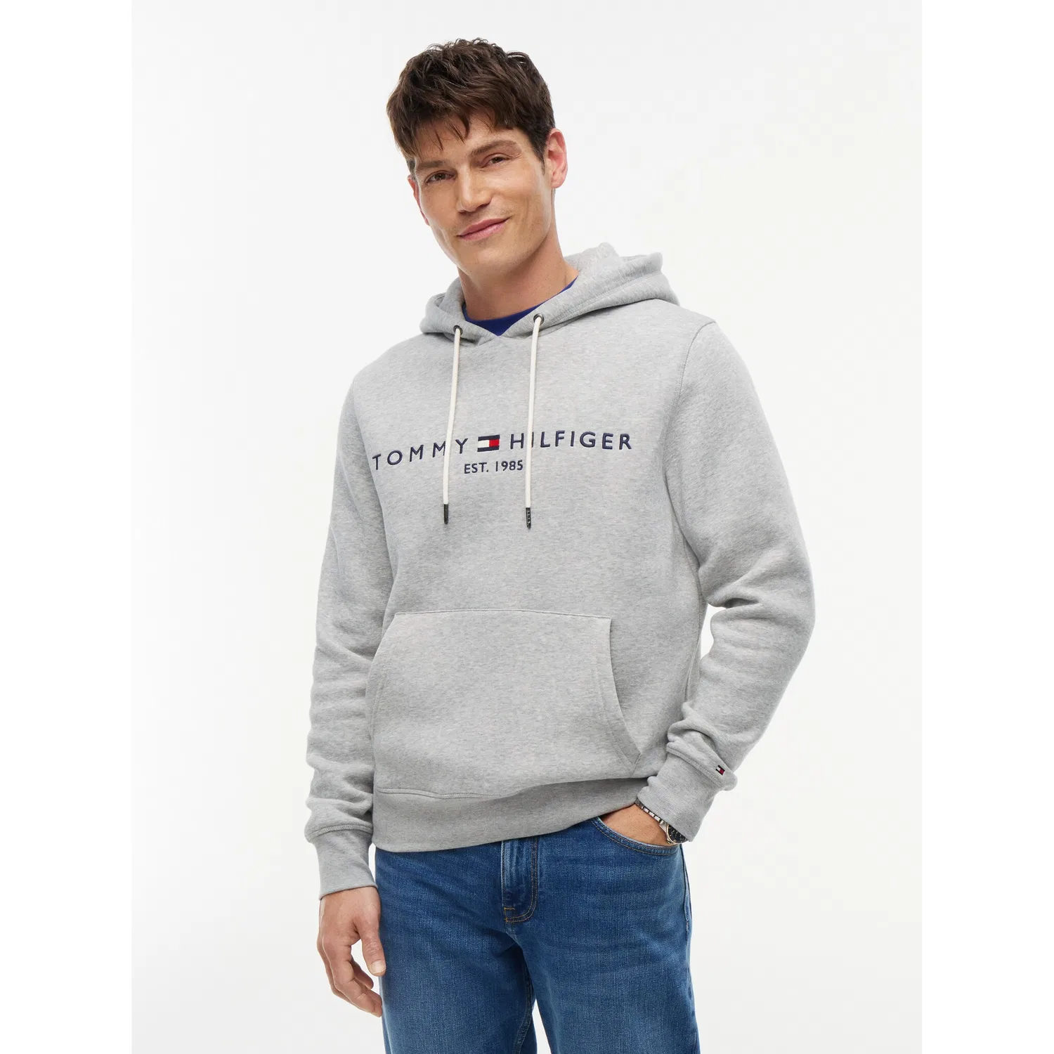 Мужской худи с логотипом Tommy Hilfiger, Cloud Htr