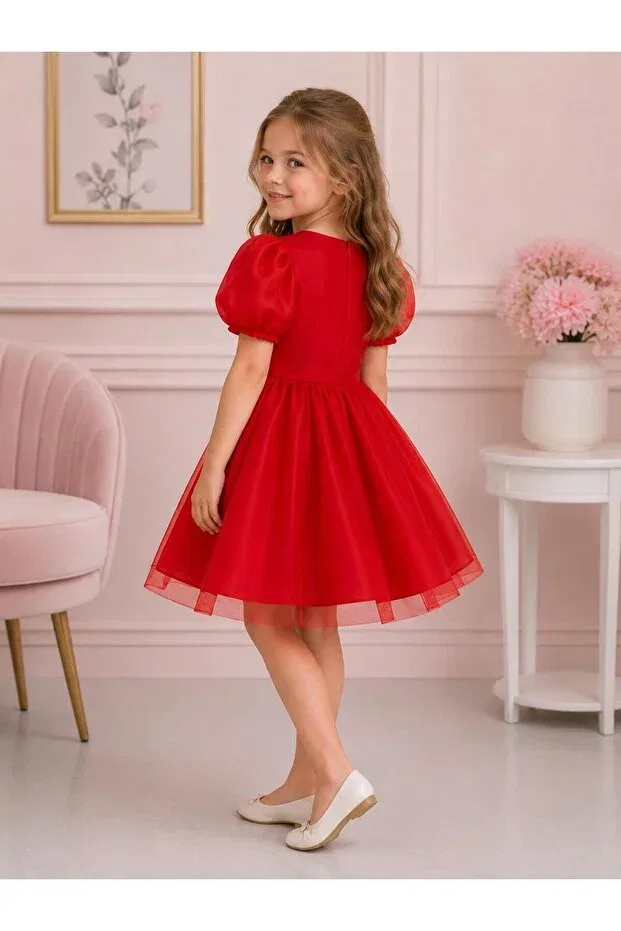 Детское платье для девочек с коротким рукавом Lunas Tekstil, Red — фото 2