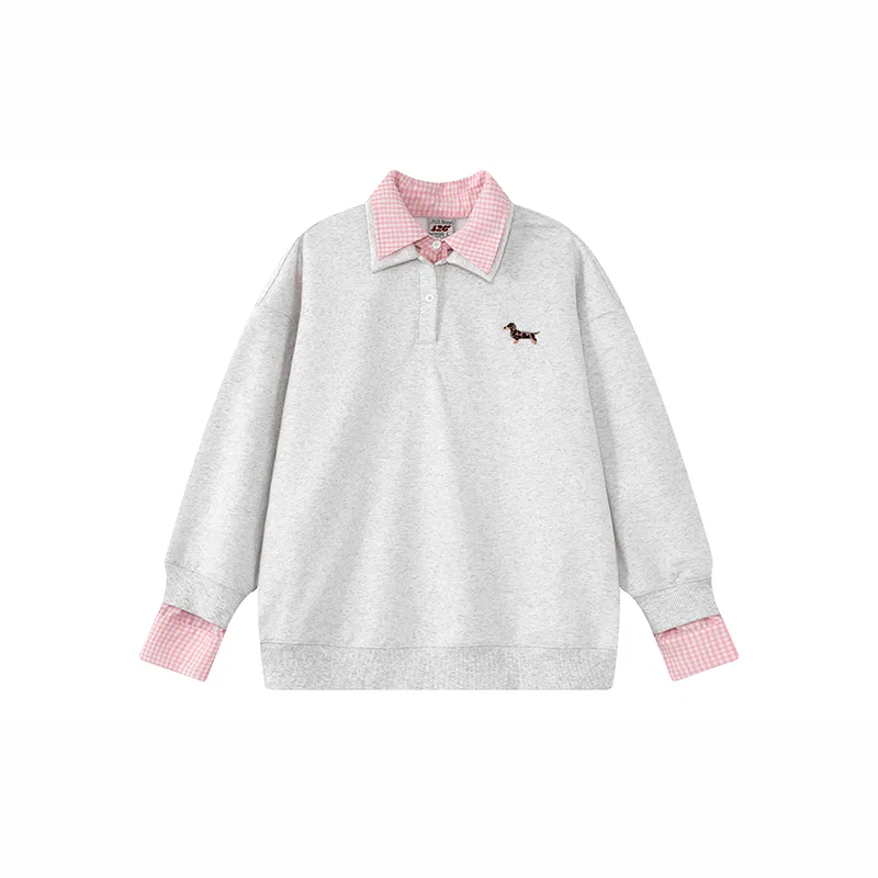 Детский комплект свитшотов с отложным воротником и модным кроем, Heather Gray, F426