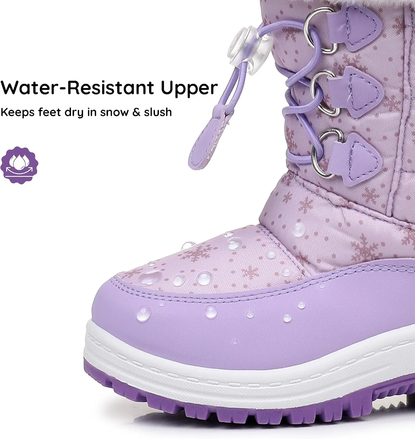 Детские зимние ботинки для мальчиков и девочек, водонепроницаемые, Blikcon, Purple — фото 3