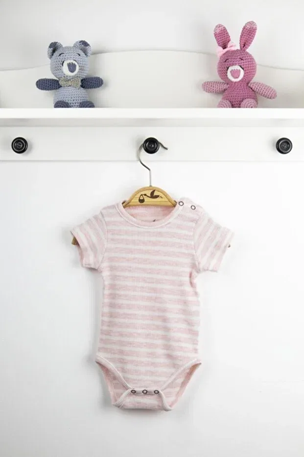 Детское боди для новорожденных с коротким рукавом Newborn Fashion Club, Pink Striped
