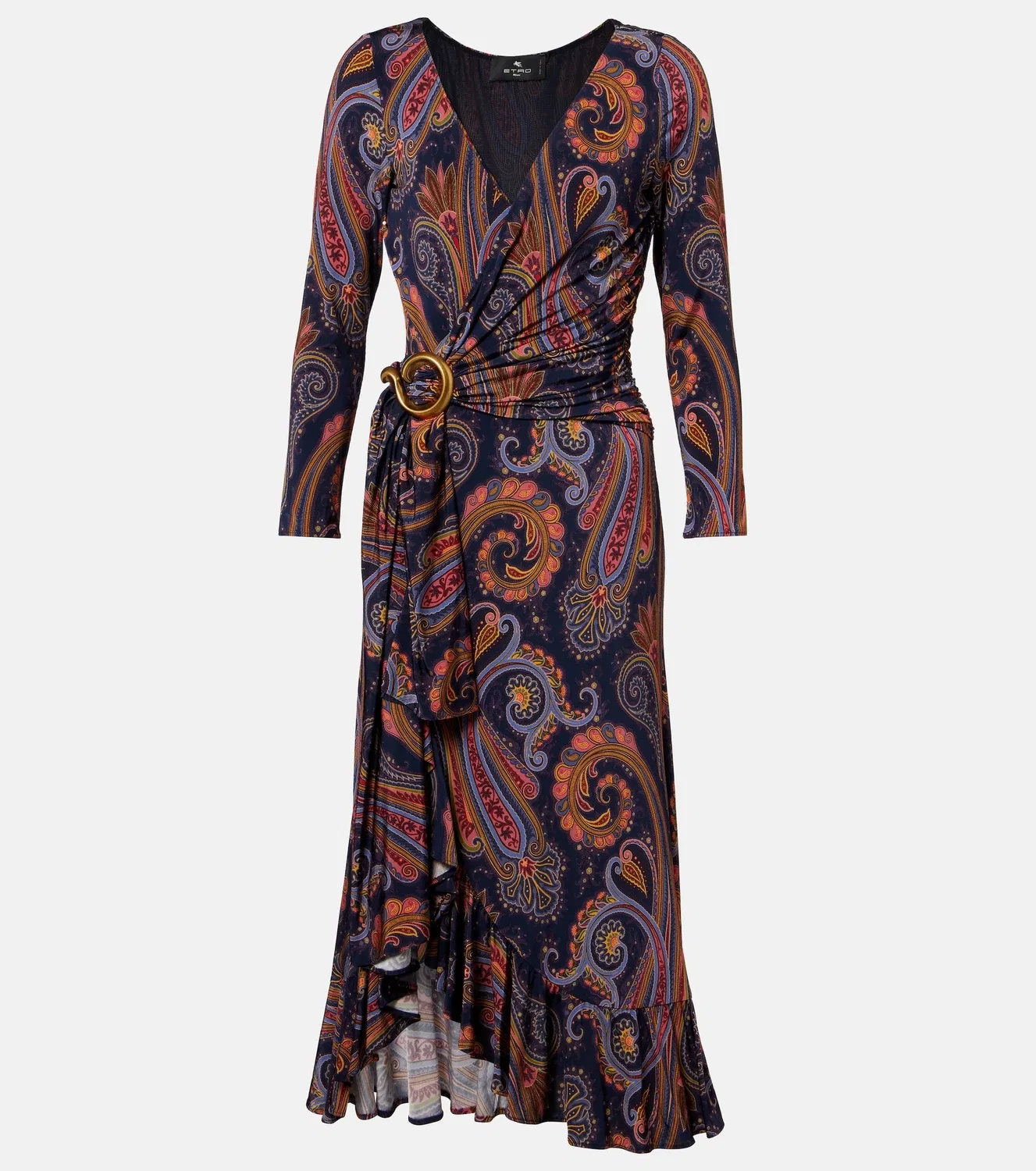 Платье с запахом в стиле пейсли ETRO, мультиколор