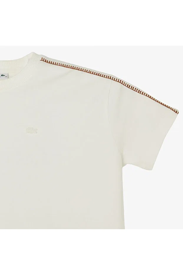 Футболка Lacoste Cream свободного кроя — фото 4