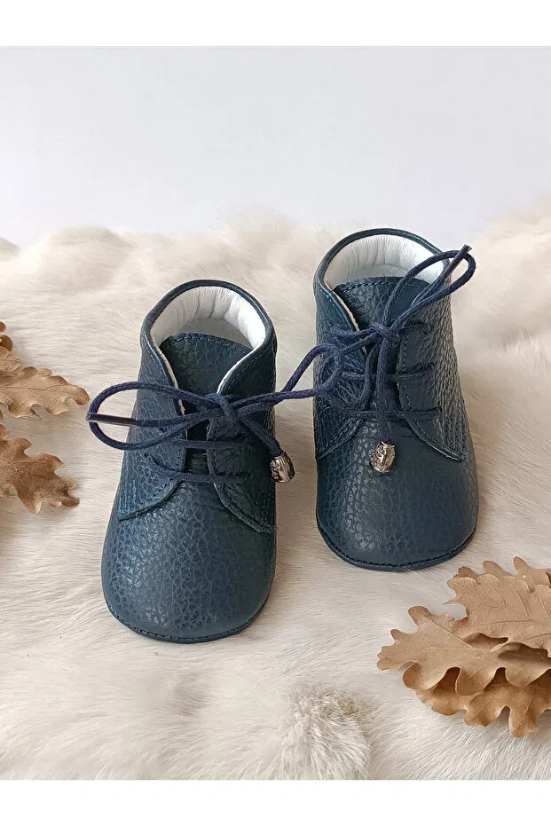 Детские пинетки из натуральной кожи Hodore, Navy Blue — фото 3