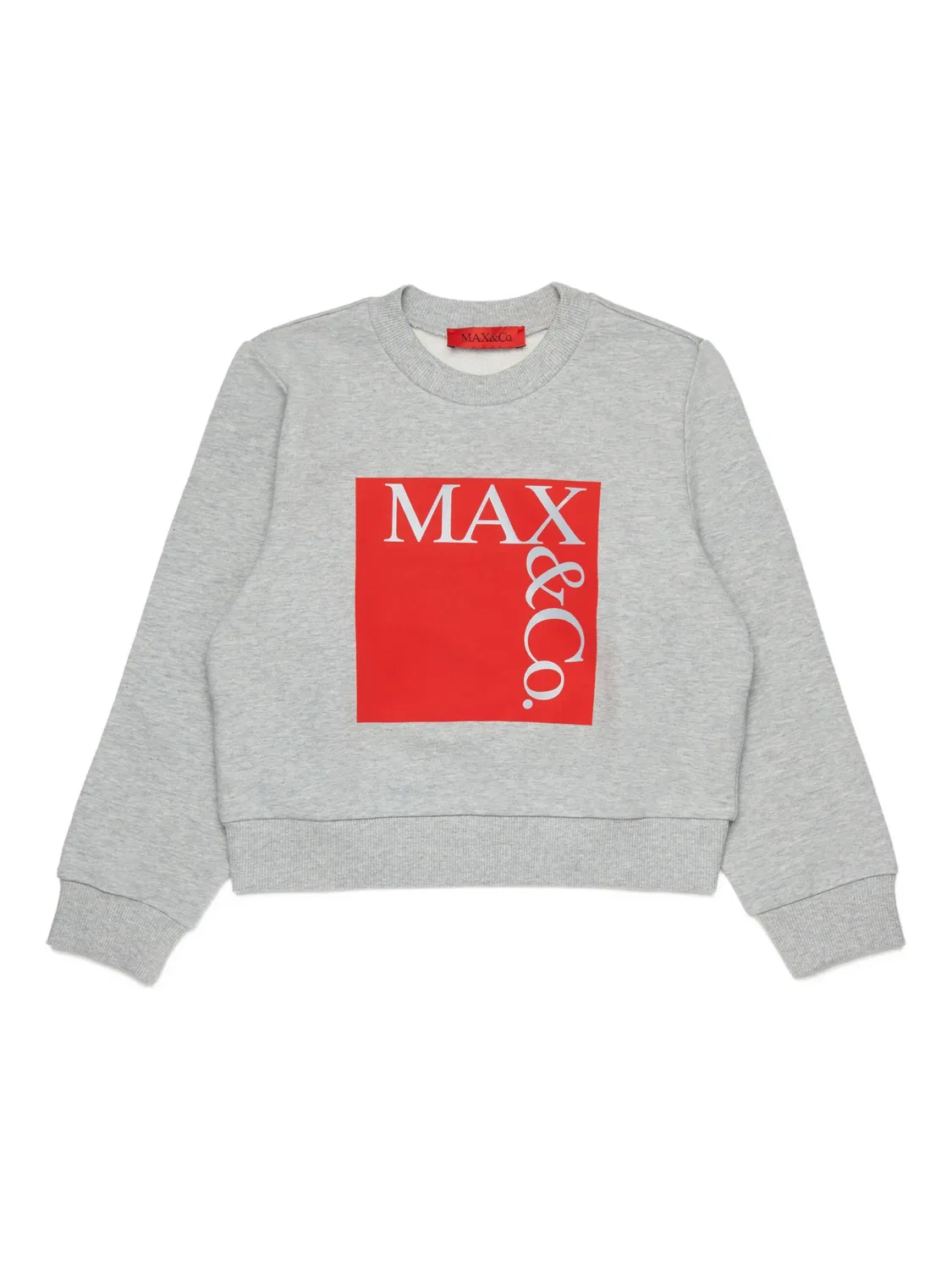 Свитшот с круглым вырезом и логотипом MAX&Co., серый