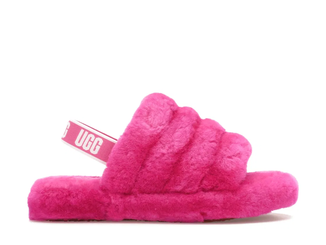 Детские шлепанцы с мехом UGG Fluff Yeah Slide, Rock Rose/Rock Rose