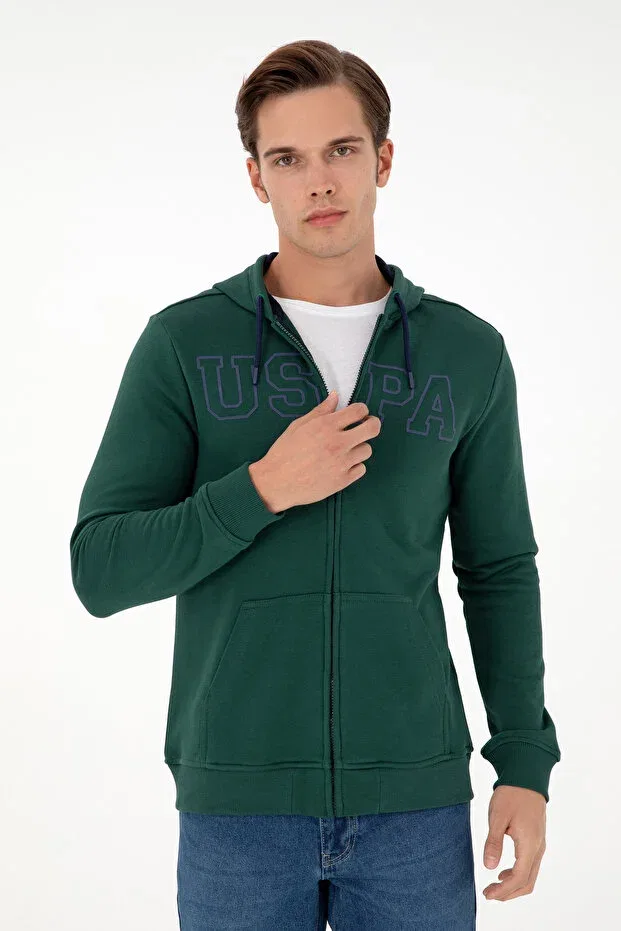Мужской кардиган с длинным рукавом U.S. Polo Assn., Dark Green — фото 3