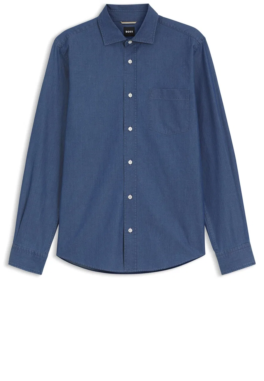Рубашка BOSS Regular fit Button Up Shirt 'Rob' темно-синего цвета
