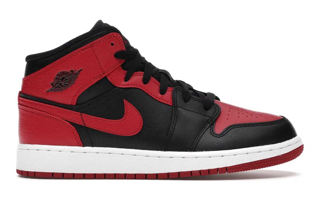 Детские кроссовки Lifestyle с высоким берцем Jordan 1 Mid Banned Jordan, Black/Gym Red-White