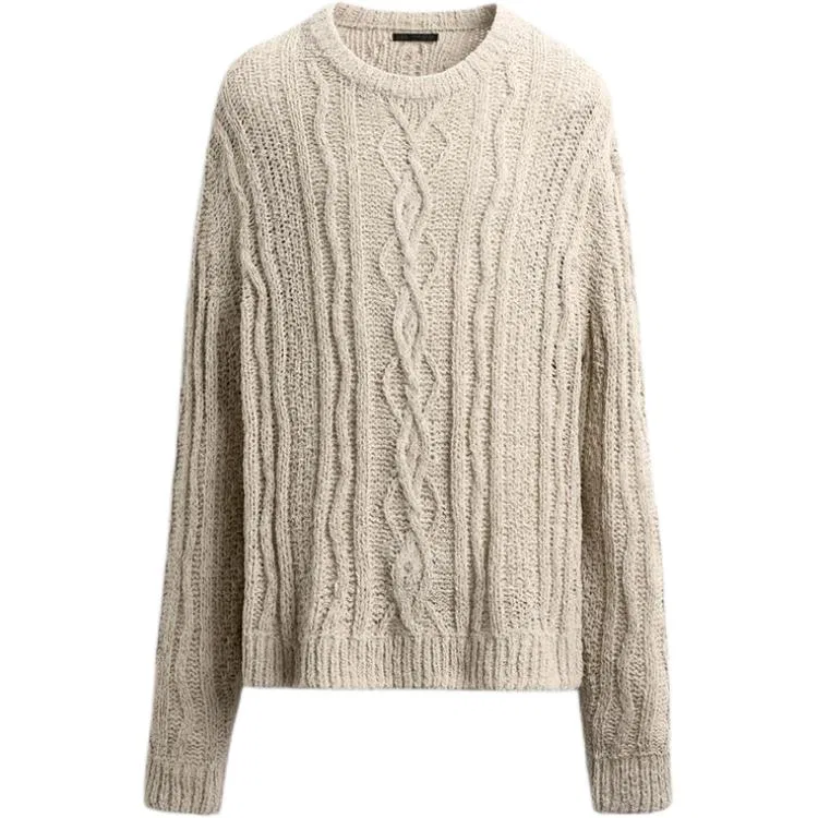 Мужской свитер бежевый с круглым вырезом ZARA, Beige