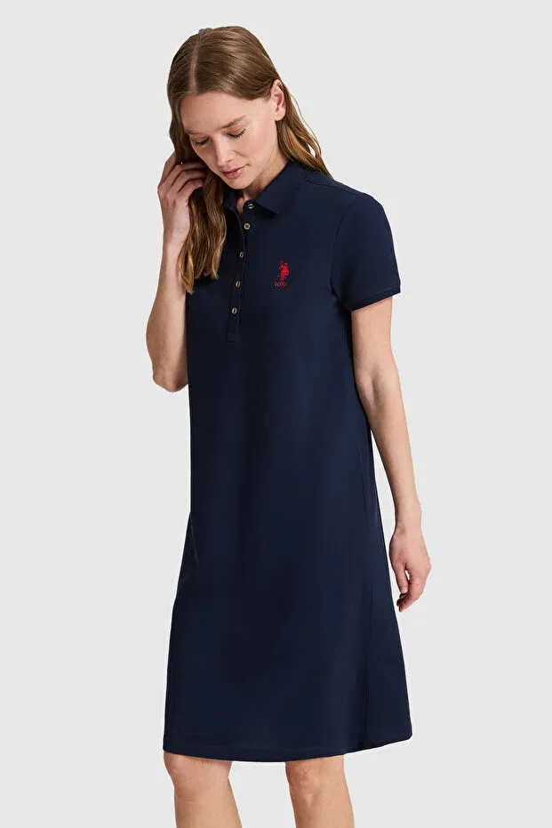Женское платье поло с коротким рукавом U.S. Polo Assn., Navy Blue — фото 4