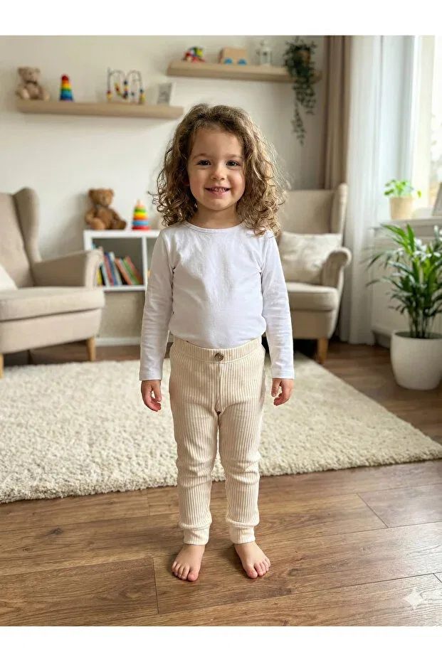 Детские леггинсы хлопковые Tinytrends, Nude Color — фото 2