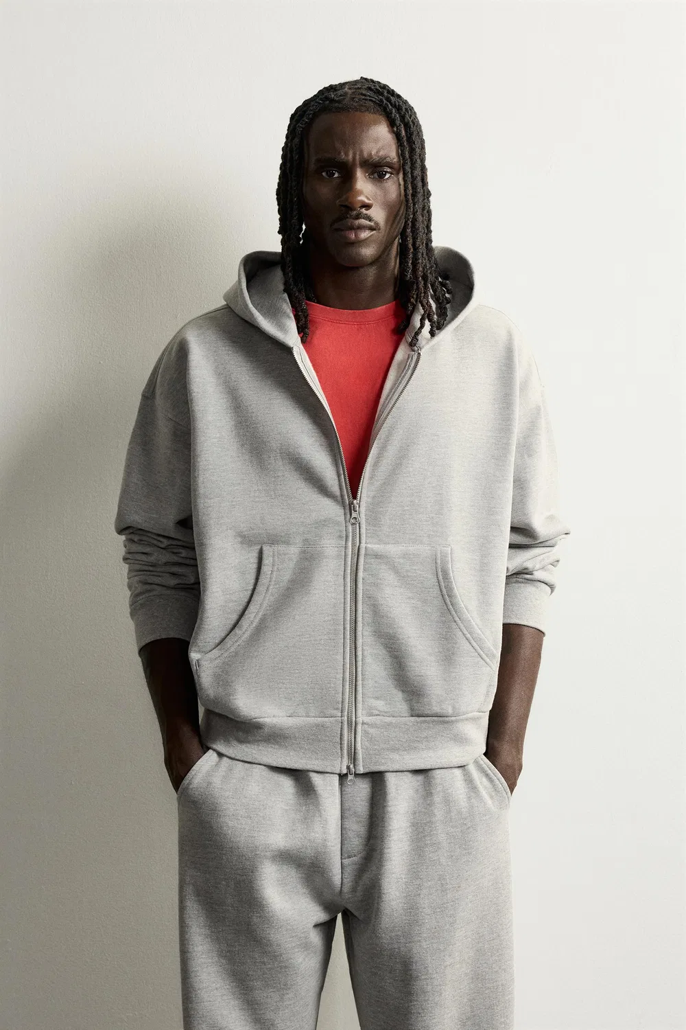 Простая толстовка свободного кроя на молнии. ZARA, Grey marl — фото 2