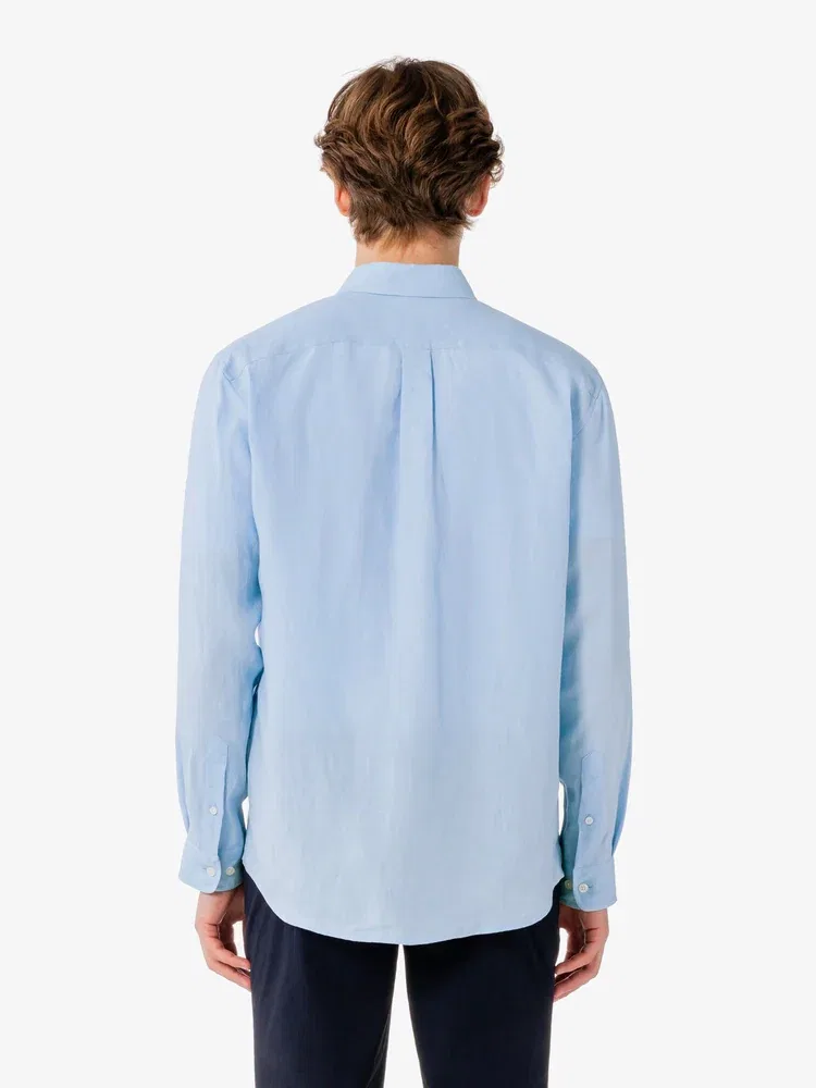 Рубашка с длинным рукавом из льна LACOSTE, Sky Blue — фото 3
