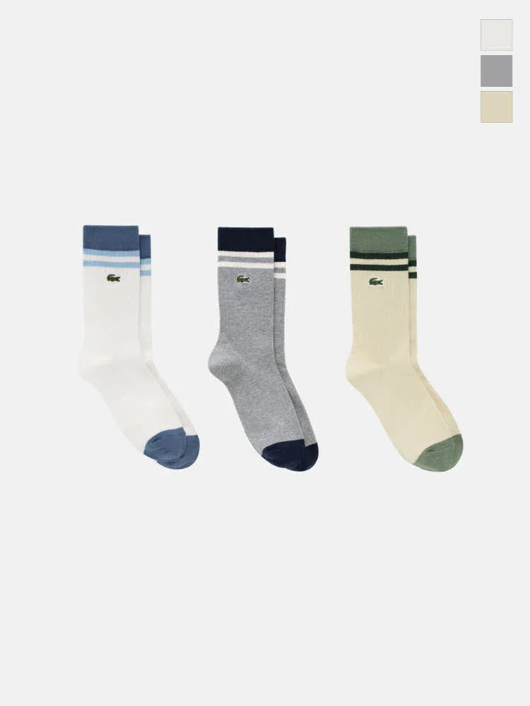 Носки цветные мидл LACOSTE, White