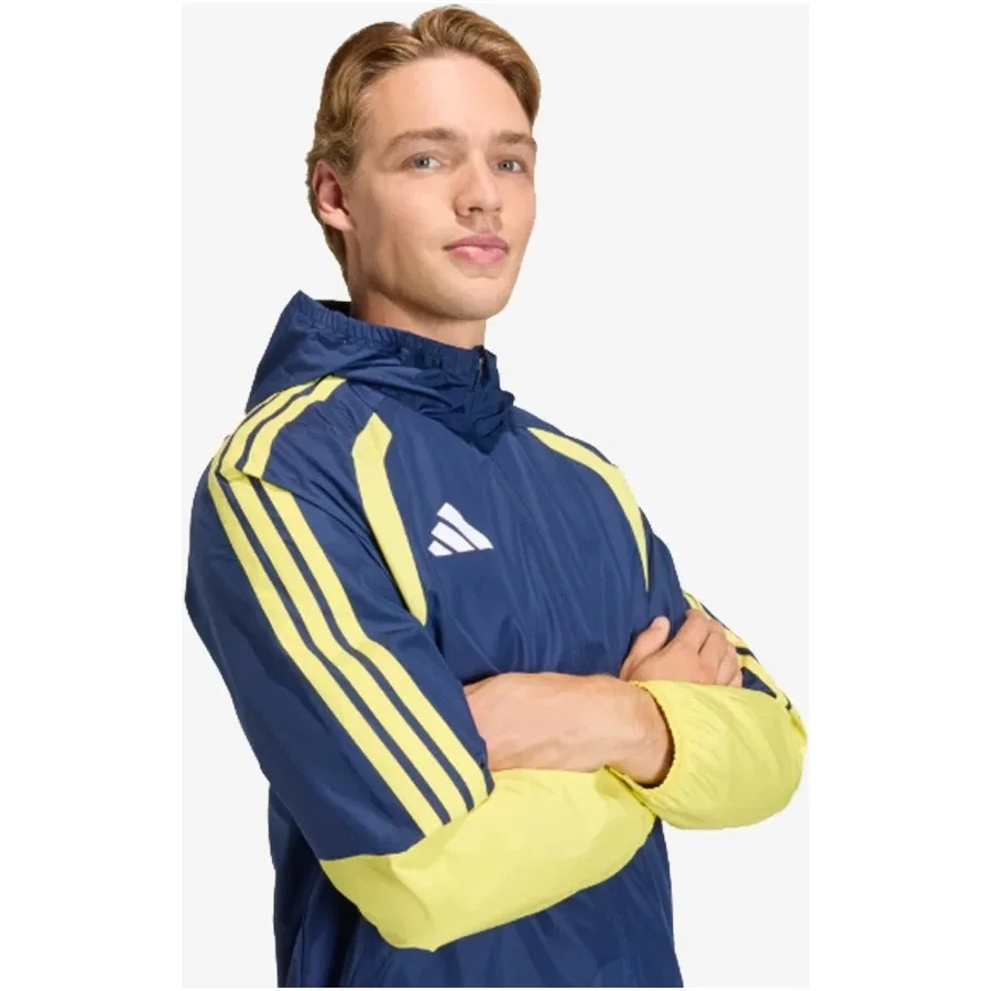 Ветровка спортивная с капюшоном Tiro 26 Competition All Weather Jacket adidas, Темно-синий — фото 3
