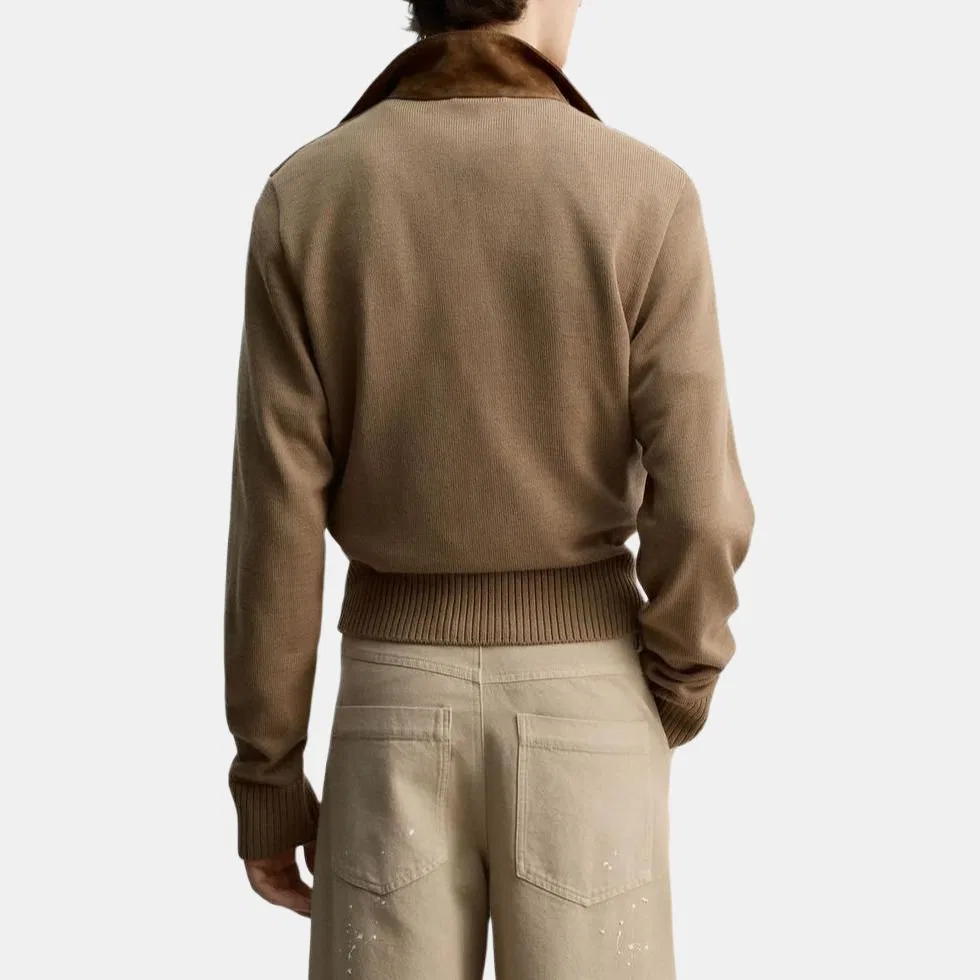 Мужское пальто с воротником-стойкой Stand Collar, ZARA, Dark Camel — фото 4