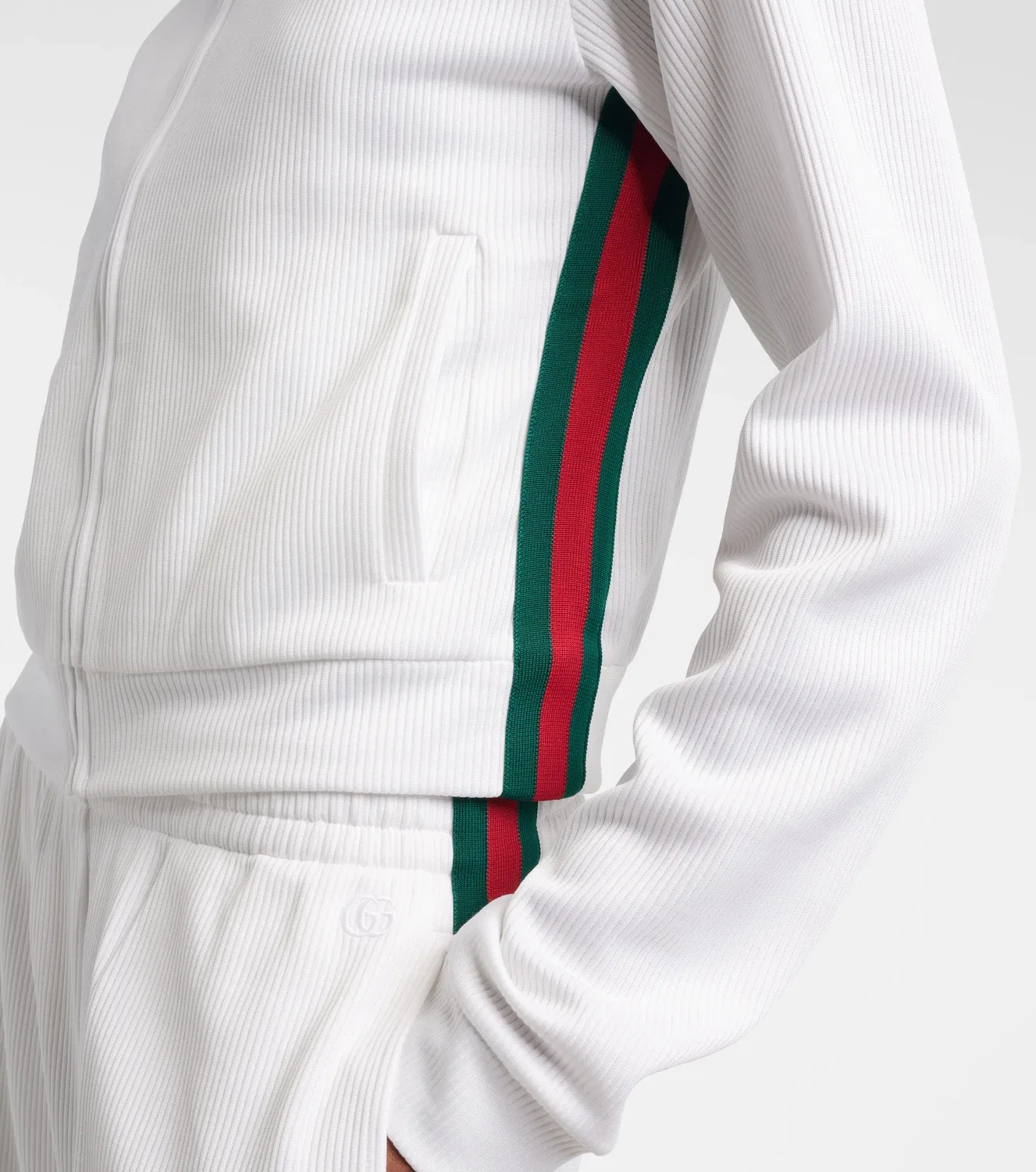 Укороченный свитшот крупной вязки GUCCI, белый — фото 4