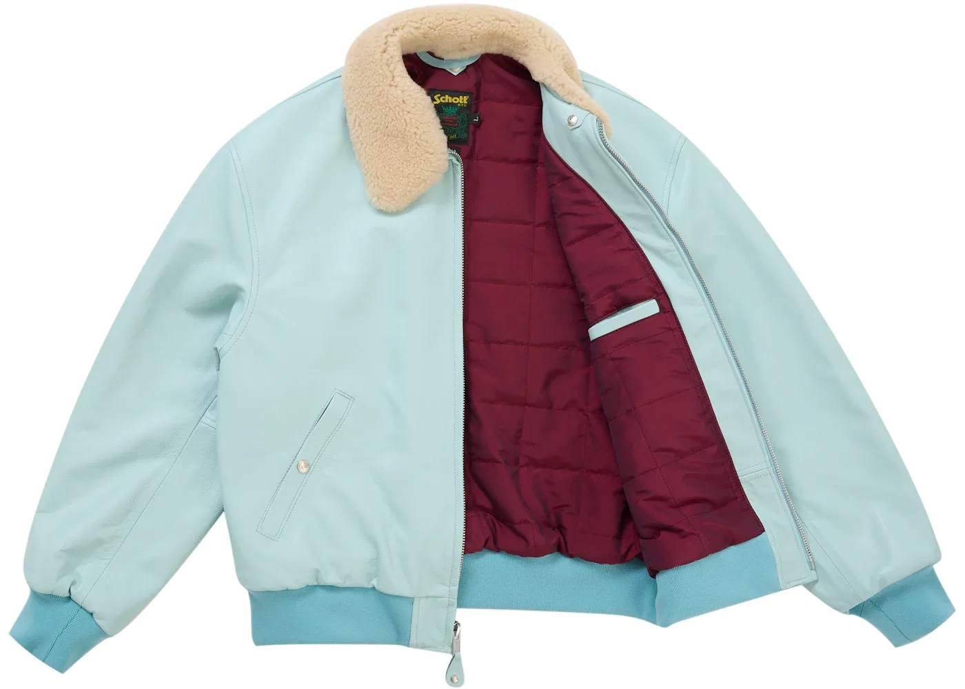 Мужская куртка-бомбер из овчины с мехом Light Blue Supreme, Light Blue — фото 2
