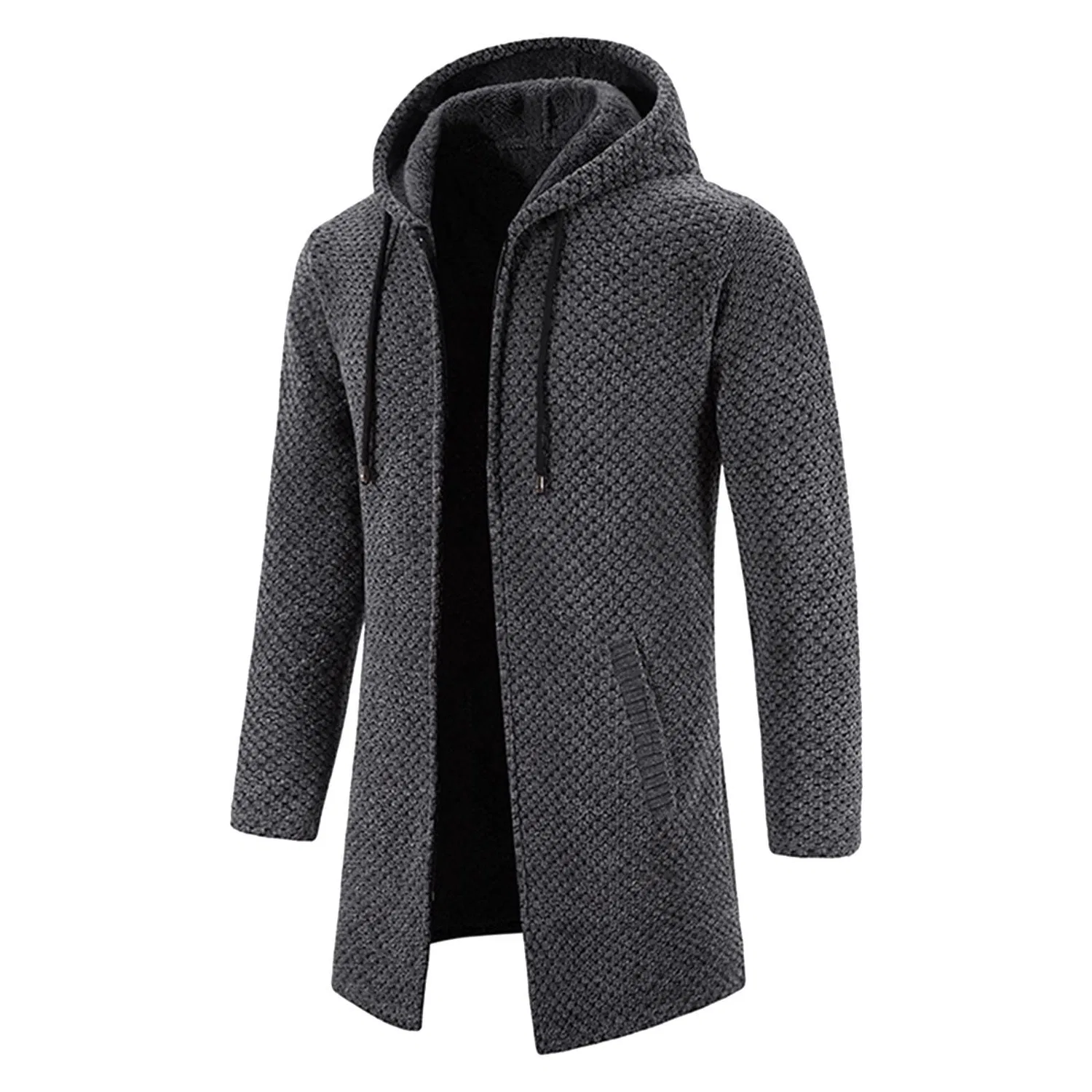Мужское зимнее пальто с капюшоном из трикотажа, Dark Gray-g