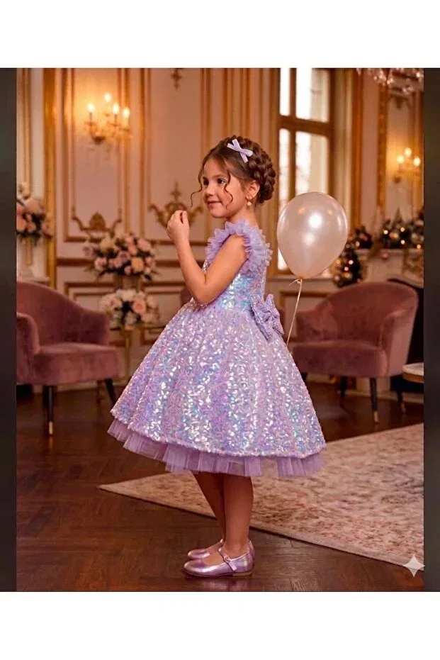 Детское платье для девочек с пайетками Luiva Kids, Lilac — фото 3
