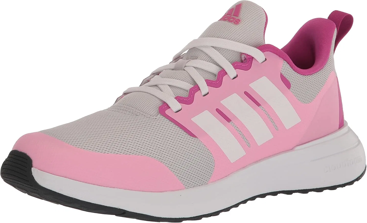 Детские кроссовки для девочек с шнуровкой Fortarun 2.0 adidas, Grey One/White/Beam Pink