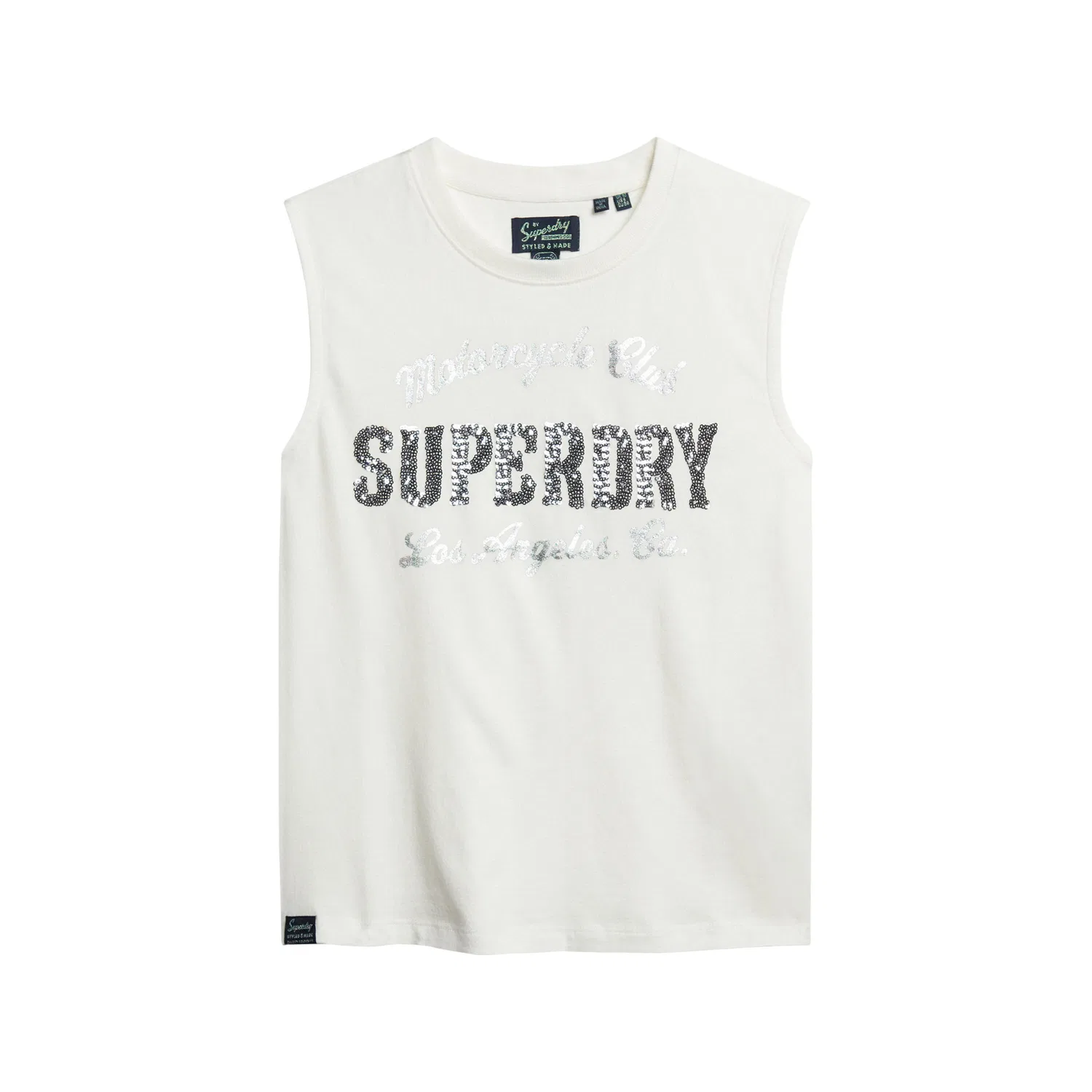 Женский топ без рукавов с принтом Archive Superdry, Beige / Baumwollweiss / Weiss