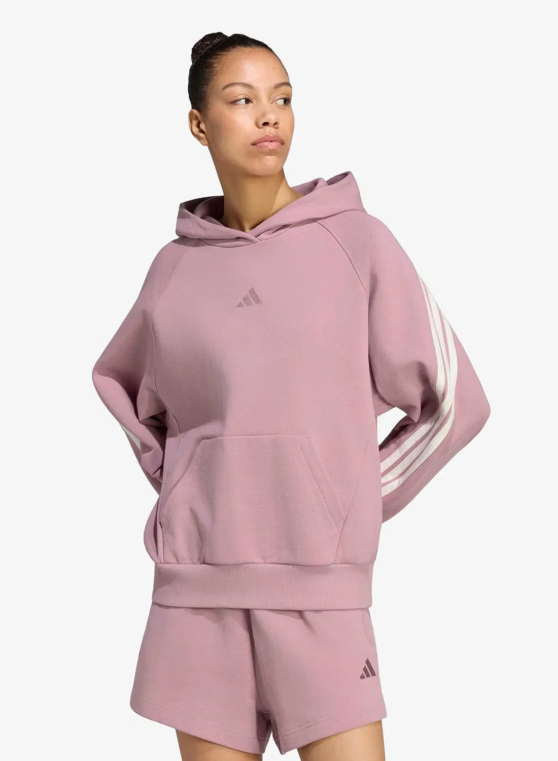 Худи свободного кроя 3-Stripes Adidas, маджента