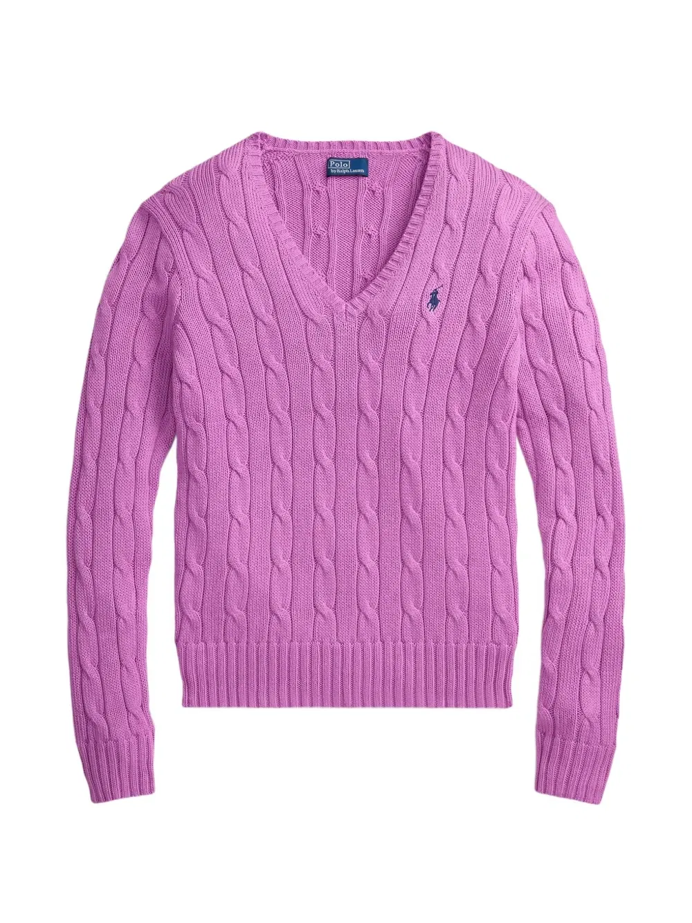 Свитер фактурной вязки с V-образным вырезом Polo Ralph Lauren, розовый