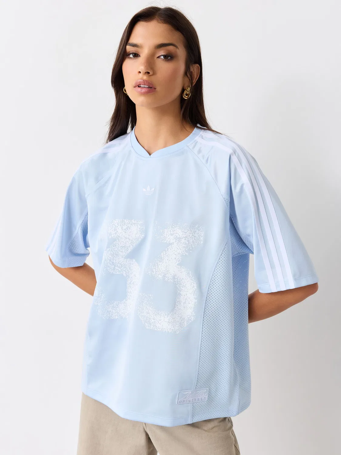 Голубой винтажный трикотажный топ adidas Originals Oversized