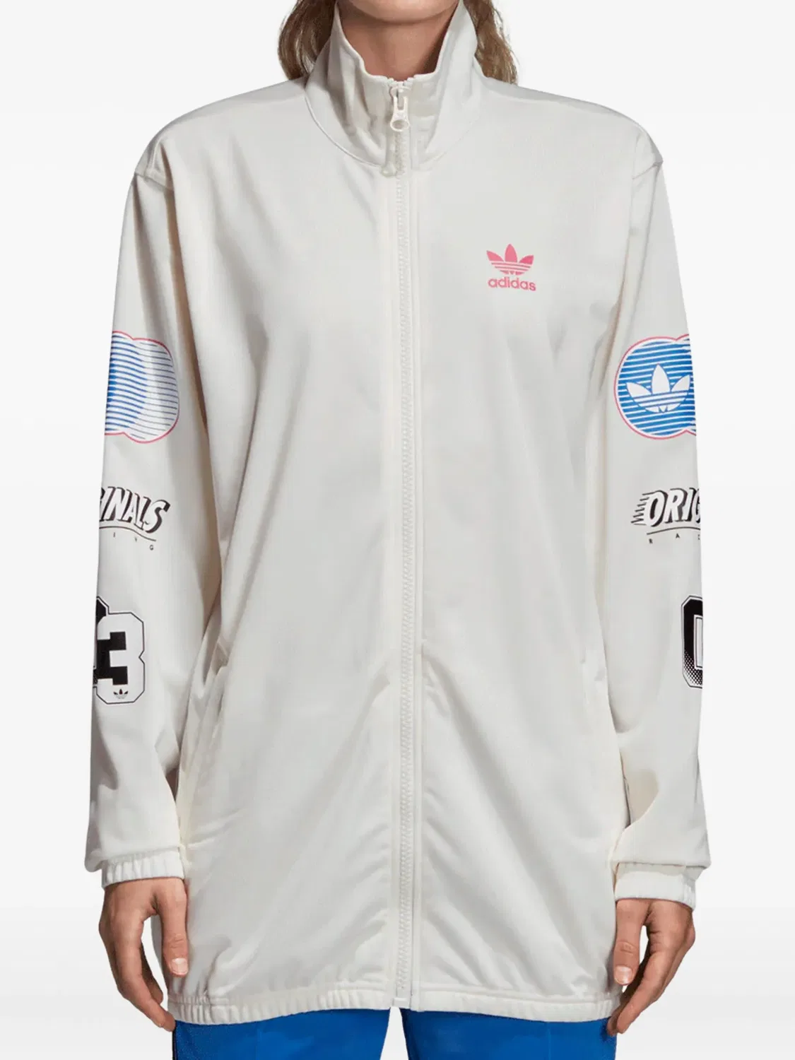 Спортивная куртка Stadium Racing Chalk White/Red/Blue Adidas, белый