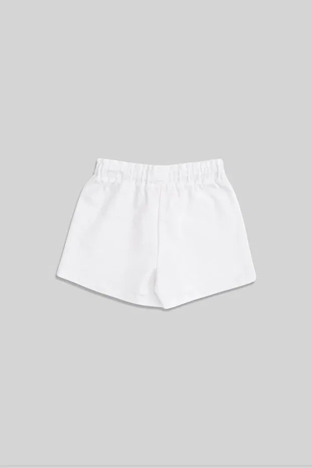 Детские шорты для девочек хлопковые Basics Minojoy, Ecru — фото 4