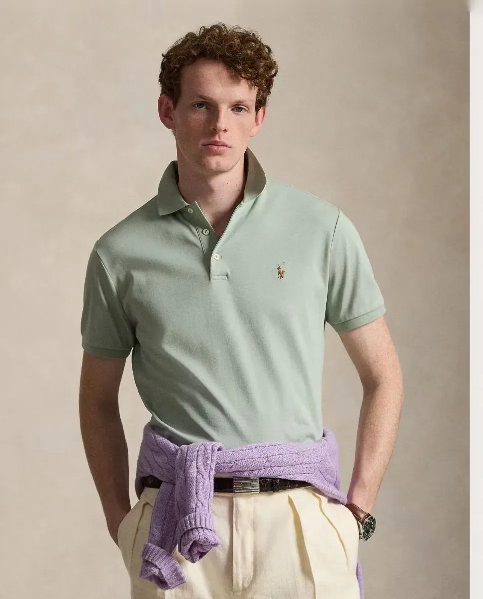 Мужское поло Regular Fit из интерлока Polo Ralph Lauren, Verde Claro