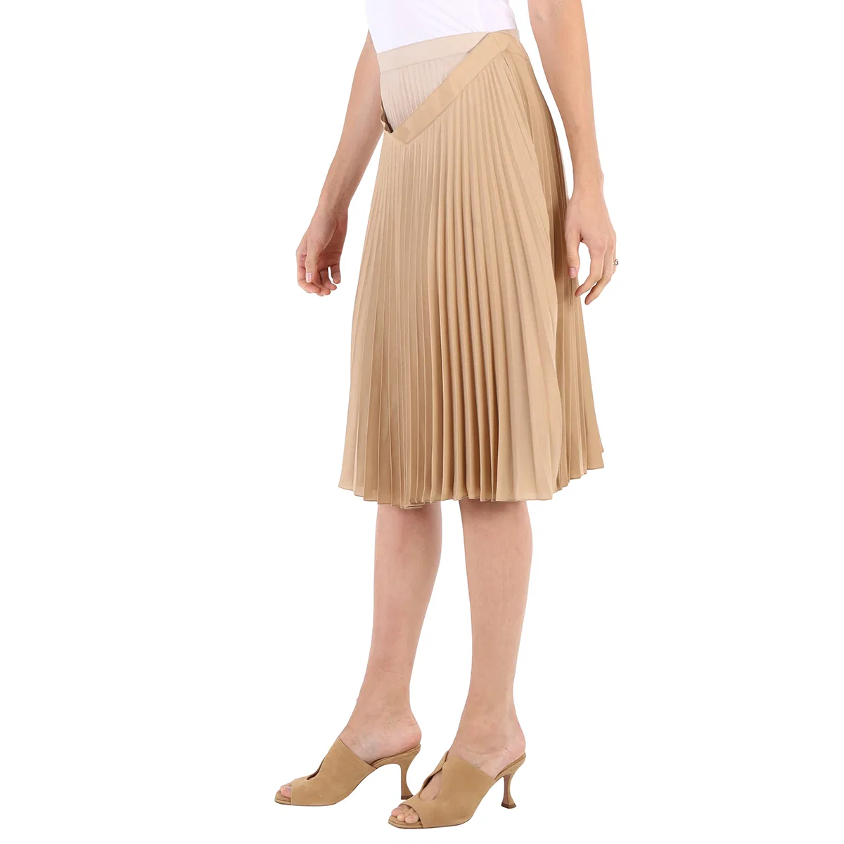 Юбка плиссированная многослойная Ladies Sandbank Layered Pleated Skirt Burberry, Sandbank — фото 3