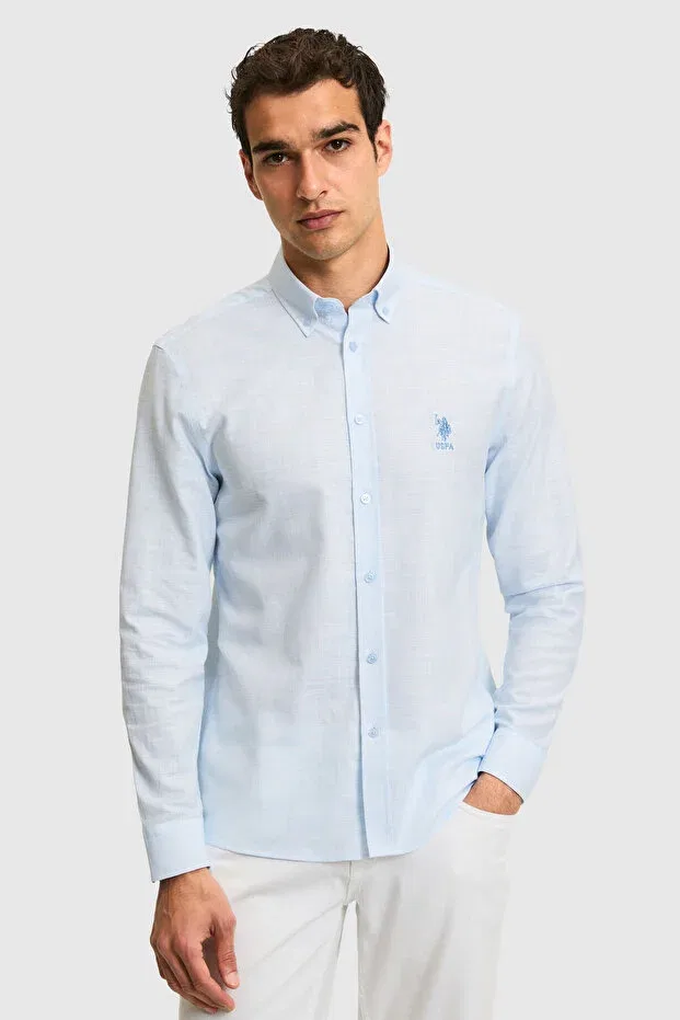 Мужская рубашка с длинным рукавом U.S. Polo Assn., Light Blue — фото 3